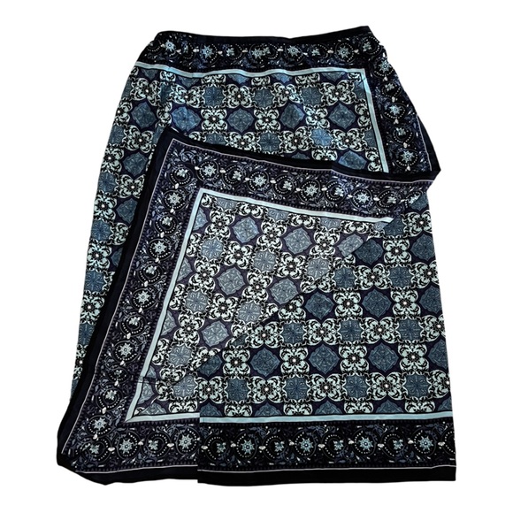 Sag Harbor Black and Blue Faux Wrap Pencil Skirt 17” Waist - 32”Length - Picture 3 of 7